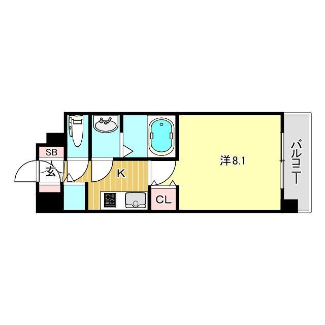 西宮ルモンド甲子園(1K/2階)の間取り写真