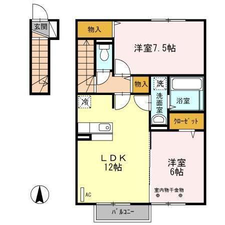 セジュール桜つつみ(2LDK/2階)の間取り写真
