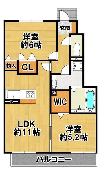 ボヌールメゾン(2LDK/1階)の間取り写真