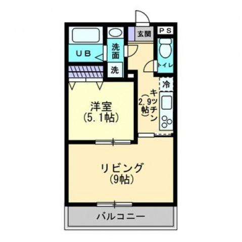 アルーア西町(1LDK/1階)の間取り写真
