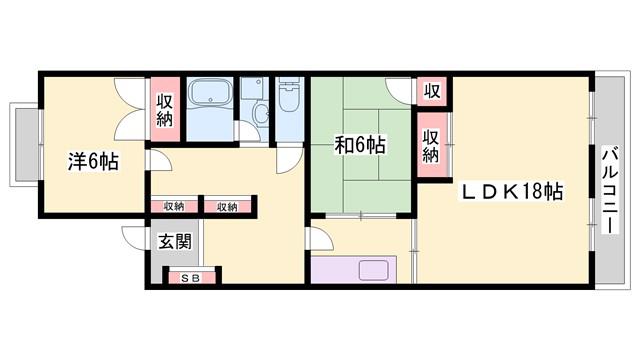 藤野ビル(3LDK/4階)の間取り写真