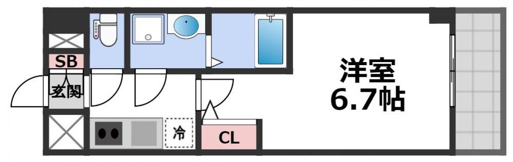 エスリード大阪上本町グリーズ(1K/14階)の間取り写真