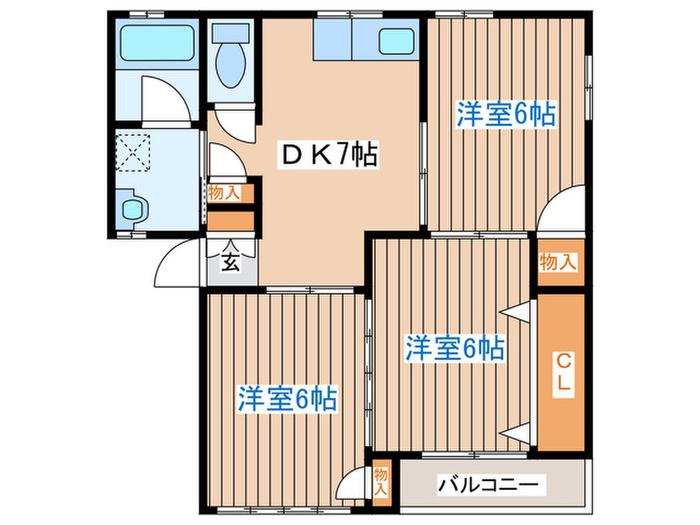 メゾンクリフD(3DK/1階)の間取り写真