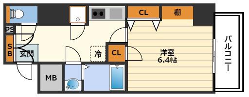 レジュールアッシュ梅田アクシア(1K/2階)の間取り写真