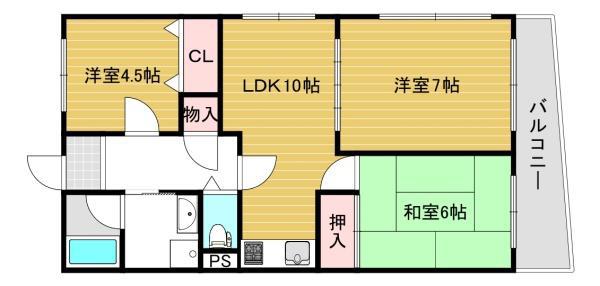 グレイス長吉(3LDK/4階)の間取り写真