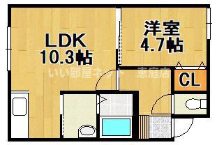 CIGAL京町(1LDK/3階)の間取り写真