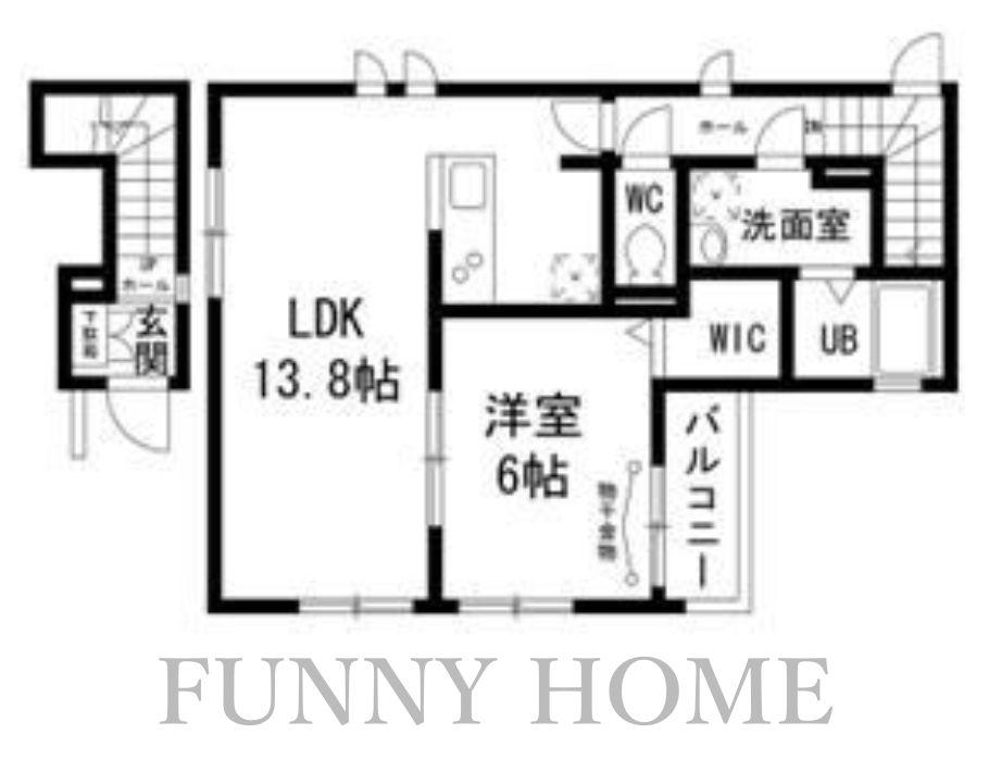 メルヴェーユ 東が丘(1LDK/2階)の間取り写真