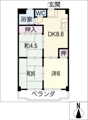 メゾン横町(3DK/2階)の間取り写真