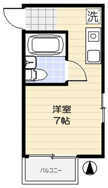 カームステージ沼袋(ワンルーム/1階)の間取り写真