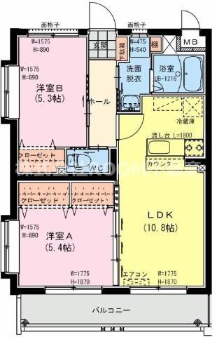 グレイスプルメリア(2LDK/3階)の間取り写真