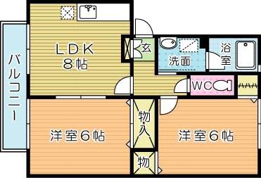 ファミール葛原I(2DK/2階)の間取り写真