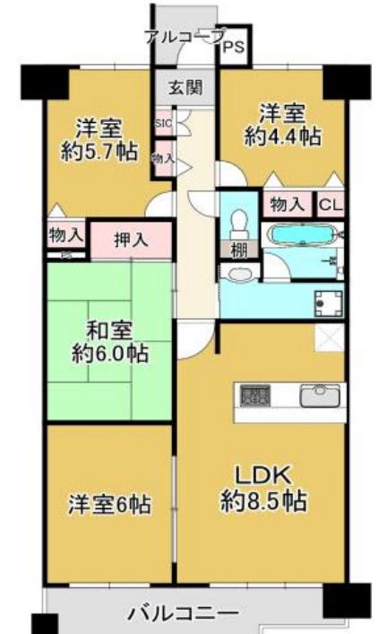 ネオハイツ姫路 アメニティ228(4LDK/11階)の間取り写真