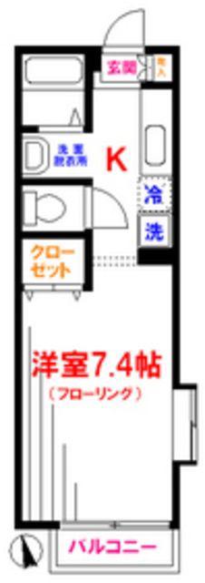 シャトレ北町(1K/1階)の間取り写真