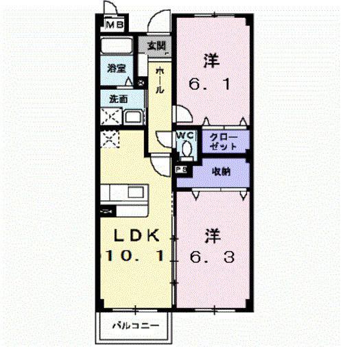 ルネサンス サルタB(2LDK/3階)の間取り写真