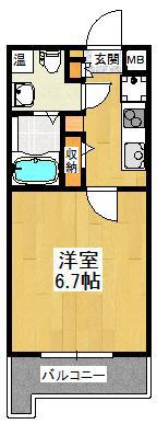 プロスパーハイツ深井(1K/2階)の間取り写真