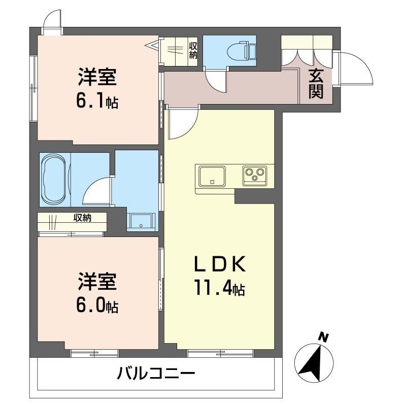 ペイサージュ カリテ(2LDK/3階)の間取り写真