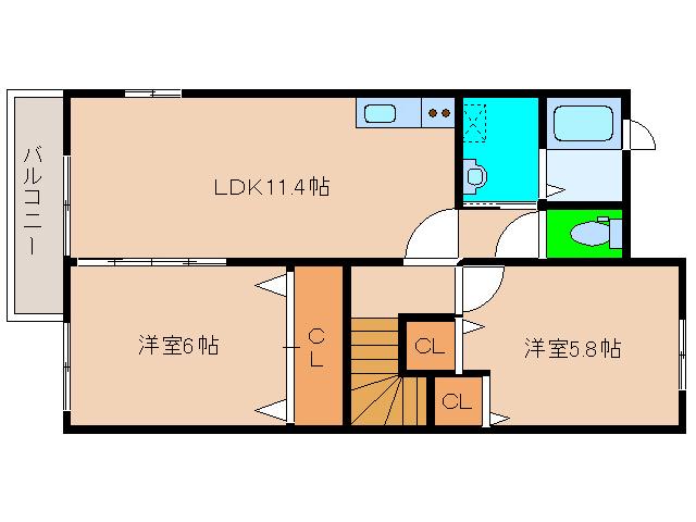 ベルセレーノ(2LDK/1階)の間取り写真
