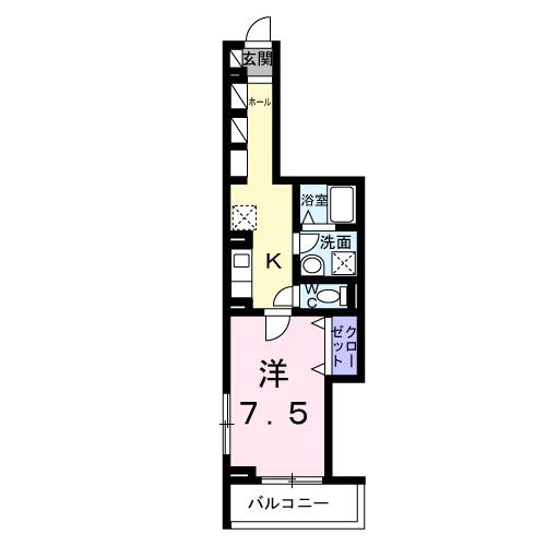 カーサ フェリーチェ 小瀬(1K/3階)の間取り写真