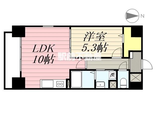 ソレイユ中央(1LDK/6階)の間取り写真