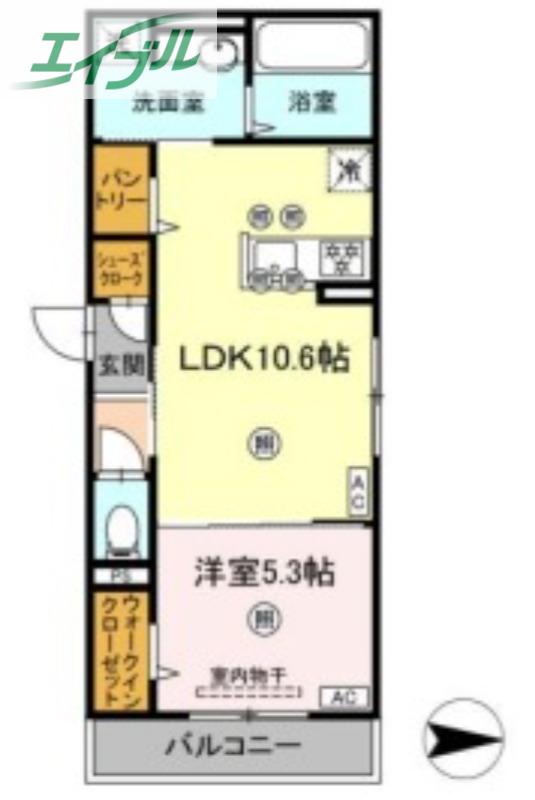 ラルゴ スターダスト(1LDK/3階)の間取り写真