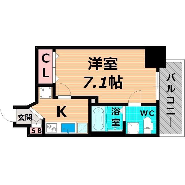 エグゼ大阪城イースト(1K/10階)の間取り写真