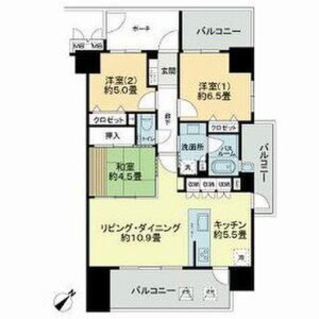 サーパス赤坂マスターズビュー(3LDK/3階)の間取り写真
