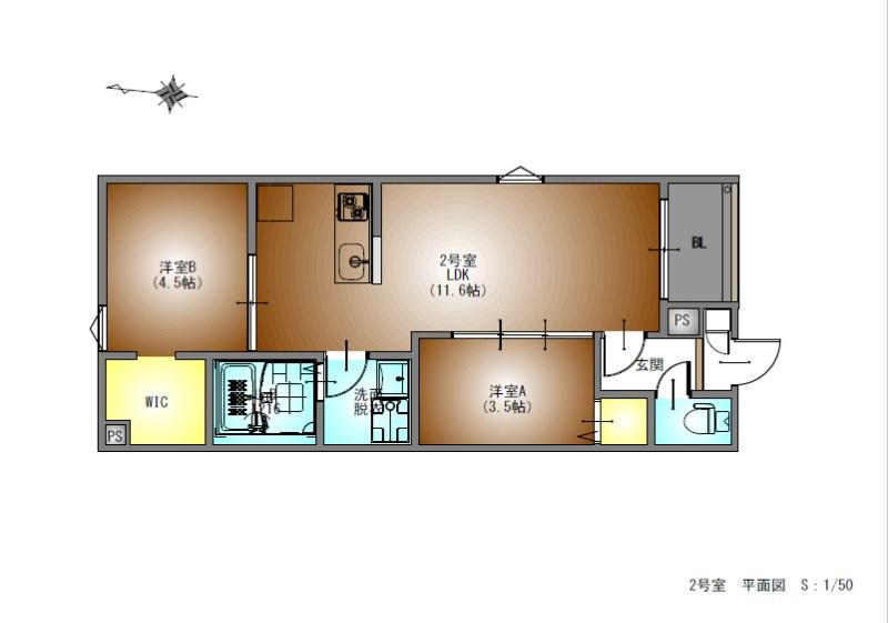 REGALESTラヴ守山(2LDK/3階)の間取り写真