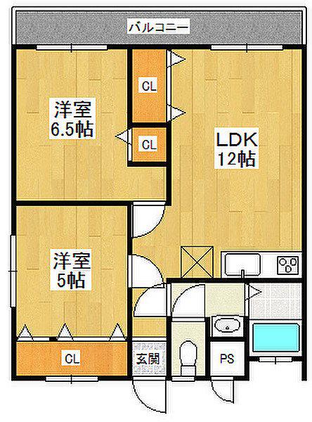 サリーコート元浜(2LDK/3階)の間取り写真