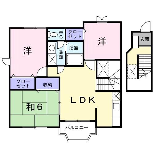 ヴィアーレ2(3LDK/2階)の間取り写真
