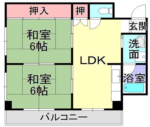 金剛東マンション(2LDK/2階)の間取り写真