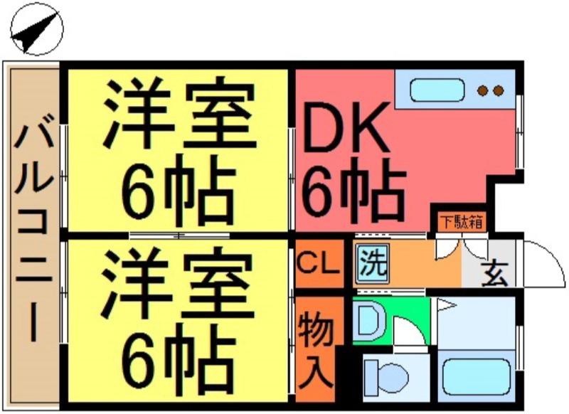 仁幸マンション(2DK/3階)の間取り写真