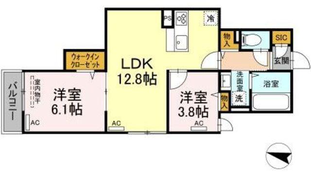 ルリアン北小岩II(2LDK/2階)の間取り写真