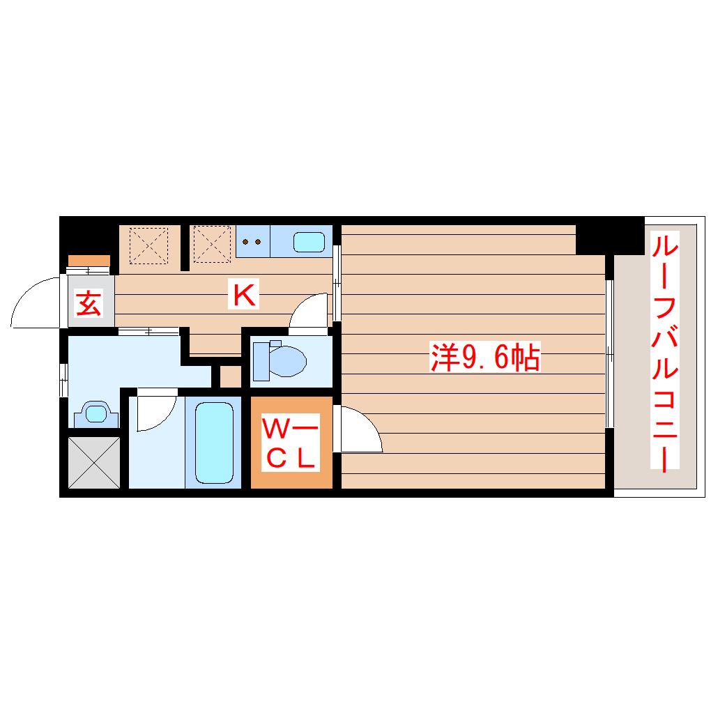 アルファ上杉(1K/3階)の間取り写真