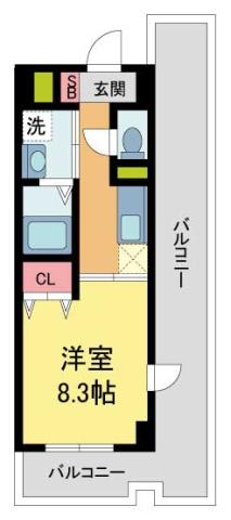 パークサイド宝塚(1K/3階)の間取り写真