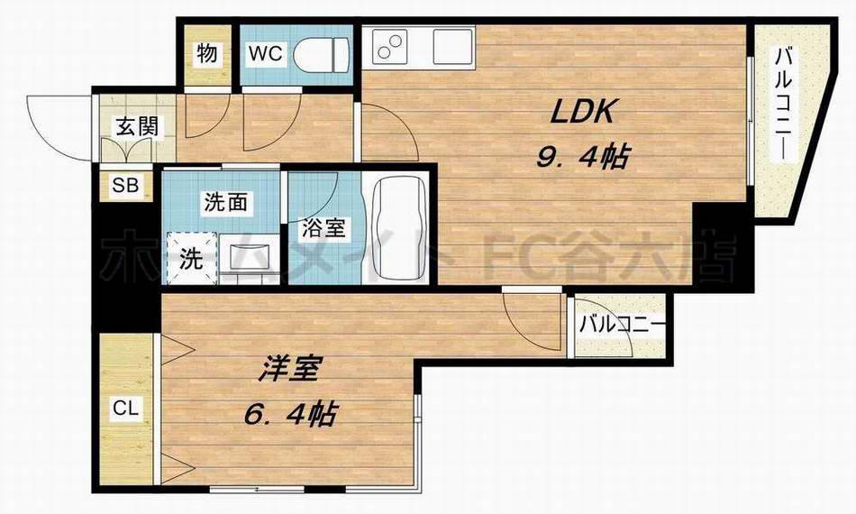 ビエラコート天神橋(1LDK/8階)の間取り写真