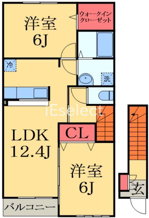 フォレストVI(2LDK/2階)の間取り写真