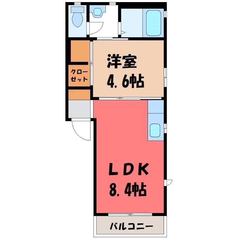 ヴィラ・ブルーノ B(1LDK/2階)の間取り写真