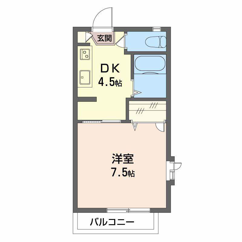 フレグランスしん(1DK/1階)の間取り写真