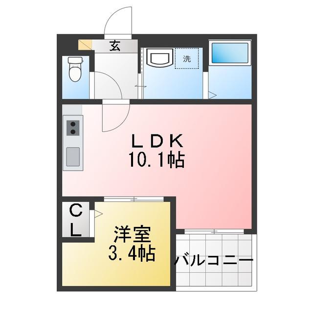 JACK MATOBA VI(1LDK/3階)の間取り写真