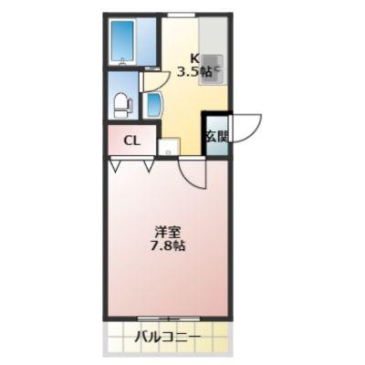 アミスター(1K/2階)の間取り写真