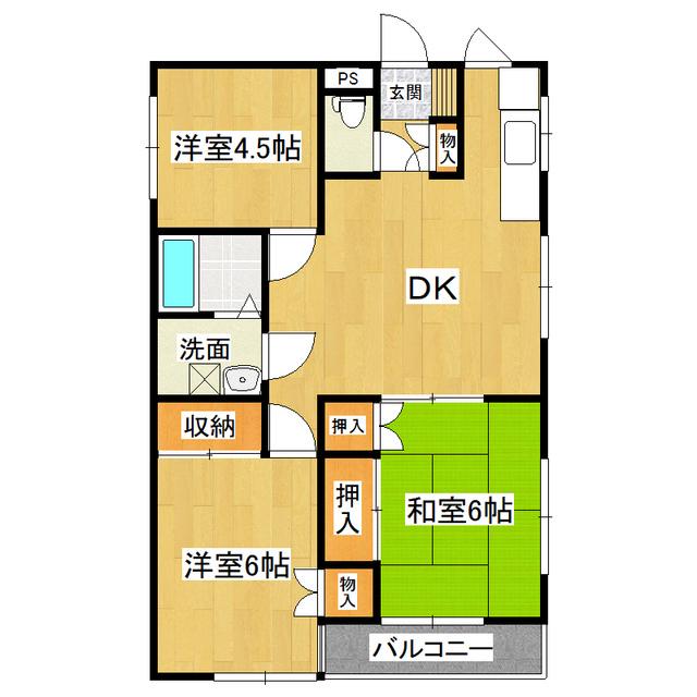 東真鍋アイビーマンション(3DK/1階)の間取り写真