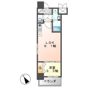 CREST TAPP大曽根II(1LDK/6階)の間取り写真