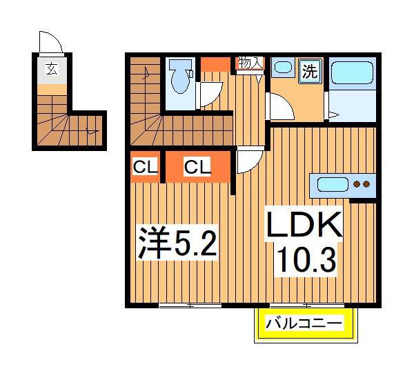 セナリオフォルム柏たなかⅡ(1LDK/2階)の間取り写真