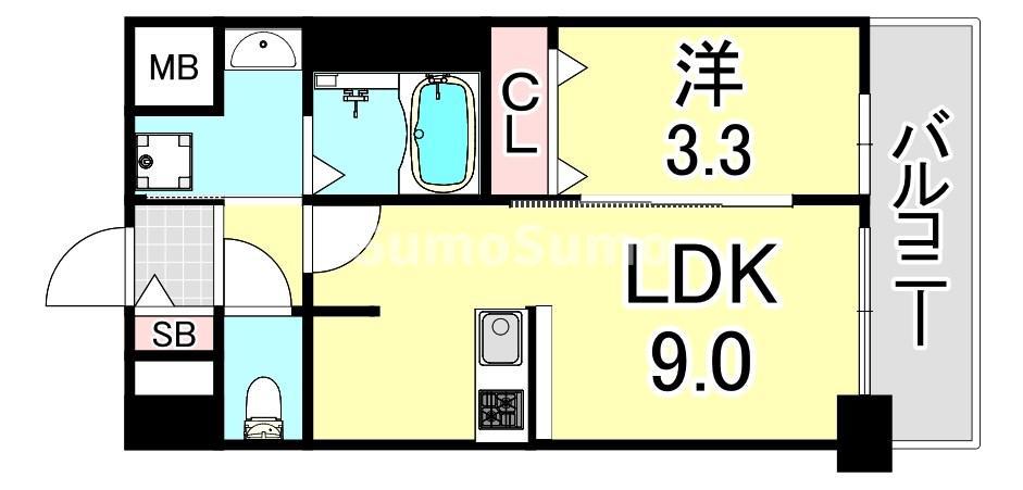 アドバンス神戸パーチェ(1LDK/6階)の間取り写真