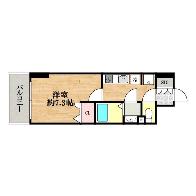 アプリーレ松屋町(1K/9階)の間取り写真