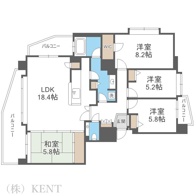 クリーンリバーフィネス桑園南(4LDK/14階)の間取り写真