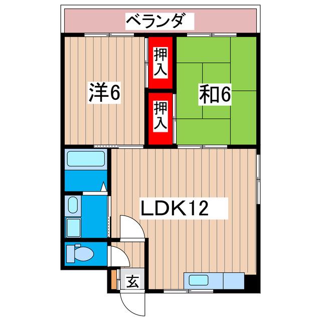 マンションM(2LDK/2階)の間取り写真