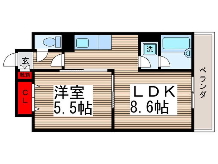 グランヴィラ(1LDK/2階)の間取り写真