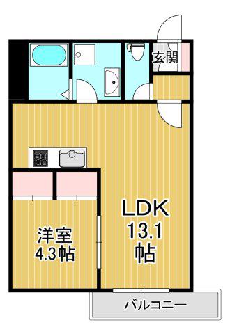 SOLASIA RESIDENCE 九条(1LDK/1階)の間取り写真
