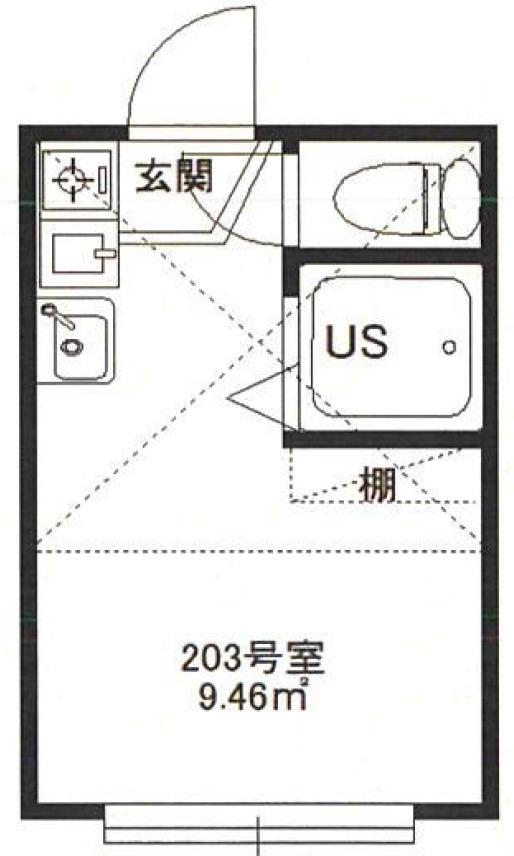 シェスタミモザ(ワンルーム/2階)の間取り写真